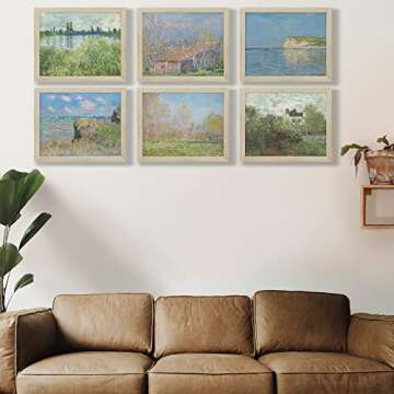 Claude Monet Prints (6),Modern Wall Art Victorian Illustration UNFRAMED Modern Decorations,Antique Decor Boho Abstract Set Aesthetic,Boy Girls Teen Kids Baby,AC-1103-11x17