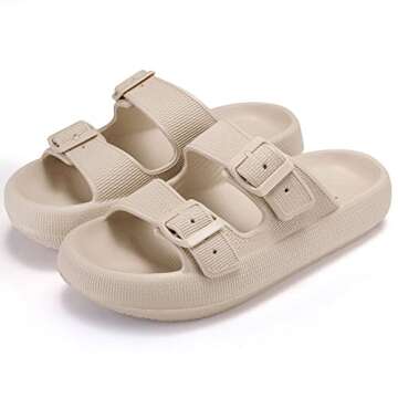 Beslip Cloud Slides for Women - Adjustable Buckles & Soft Comfort Sandals