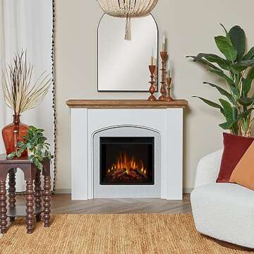 Real Flame Anika 49" Electric Fireplace with Mantel for Living Room or Bedroom, Replaceable Fireplac...