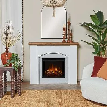 Real Flame Anika 49" Electric Fireplace with Mantel for Living Room or Bedroom, Replaceable Fireplac...