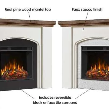 Real Flame Anika 49" Electric Fireplace with Mantel for Living Room or Bedroom, Replaceable Fireplace Insert Heater, Realistic Log and Flame Effect, Remote Control, Timer, White