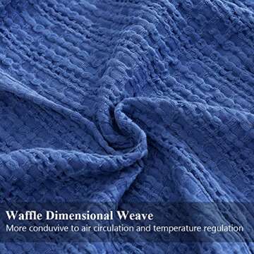 Simple&Opulence 100% Cotton Throw Blanket for Couch, Bed, Waffle Weave Cable Knit Blanket with Tasse...