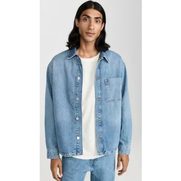 Stylish FRAME Men's Denim Shirt Jacket with Flannel Lining