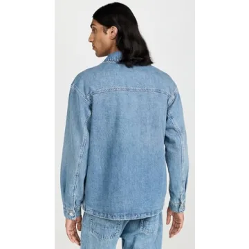 Stylish FRAME Men's Denim Shirt Jacket with Flannel Lining