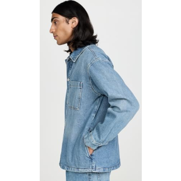 Stylish FRAME Men's Denim Shirt Jacket with Flannel Lining