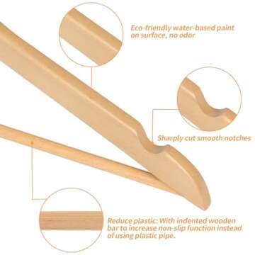 Amazon Basics Wood Suit Clothes Hangers, 30-Pack, Natural