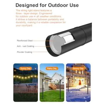 Durable Adjustable String Light Poles for Outdoor Decor