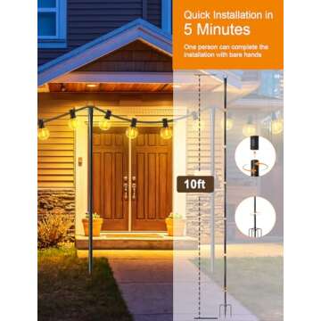 Durable Adjustable String Light Poles for Outdoor Decor