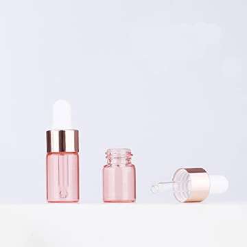 30 Pack Glass Dropper Bottles with Dropper Pipettes,2ml Essential Oil Bottles Dropping Bottles Rose gold Cap Refillable Container Perfume Empty Travel Sample Vials Essence Liquid Cosmetic Containers