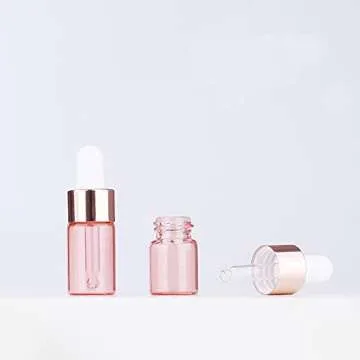 30 Pack Glass Dropper Bottles with Dropper Pipettes,2ml Essential Oil Bottles Dropping Bottles Rose gold Cap Refillable Container Perfume Empty Travel Sample Vials Essence Liquid Cosmetic Containers
