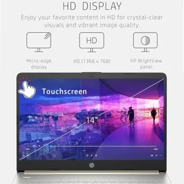 HP Touchscreen Laptop Computer for Student Home Study, 16GB DDR4 RAM, 512GB PCIe SSD, Intel Processor, 14 inch Display, WiFi 6, Bluetooth, Webcam, Type-C, Pale Gold, Windows 11 S (Renewed)