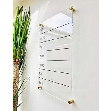 Large Clear Acrylic Weekly Calendar for wall | Dry-Erase Message White Board Calendar Wall Mounted Office Home Family Organization Tools Must Haves School Kids Adult Mom Teen Monthly Weekly ADHD Tools