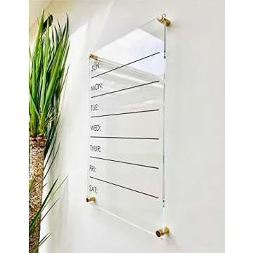 Large Clear Acrylic Weekly Calendar for wall | Dry-Erase Message White Board Calendar Wall Mounted Office Home Family Organization Tools Must Haves School Kids Adult Mom Teen Monthly Weekly ADHD Tools