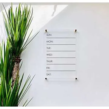 Large Clear Acrylic Weekly Calendar for wall | Dry-Erase Message White Board Calendar Wall Mounted Office Home Family Organization Tools Must Haves School Kids Adult Mom Teen Monthly Weekly ADHD Tools