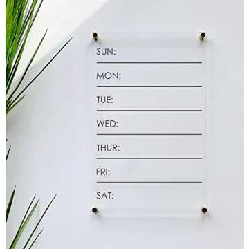 Large Clear Acrylic Weekly Calendar for wall | Dry-Erase Message White Board Calendar Wall Mounted Office Home Family Organization Tools Must Haves School Kids Adult Mom Teen Monthly Weekly ADHD Tools