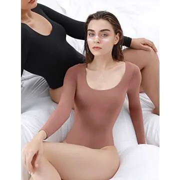 PUMIEY Long Sleeve Bodysuit for Women - Stylish and Soft