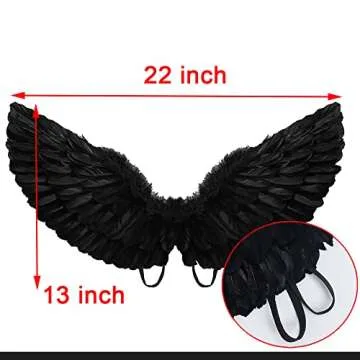 Angel costume Wings and Halo Adult Angel costumes Wings for Kids Party Children's Boys Girls Halloween (Black)