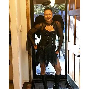 Angel costume Wings and Halo Adult Angel costumes Wings for Kids Party Children's Boys Girls Halloween (Black)