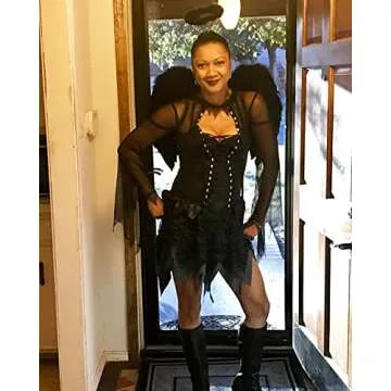 Angel costume Wings and Halo Adult Angel costumes Wings for Kids Party Children's Boys Girls Halloween (Black)