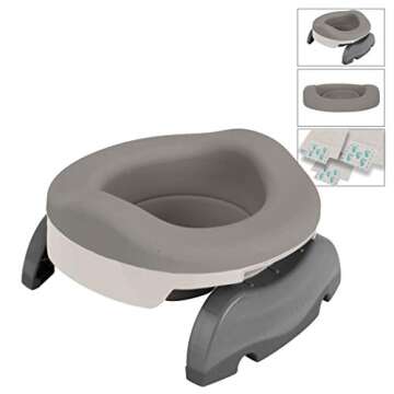 Potette Plus Potty Value Pack: Kalencom 2in1 Potette Plus Portable Potty and Reusable Collapsible Liner for Home Use (White/Gray)
