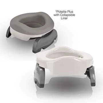 Potette Plus Potty Value Pack: Kalencom 2in1 Potette Plus Portable Potty and Reusable Collapsible Liner for Home Use (White/Gray)