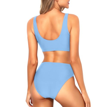 Tempt Me Light Blue Stylish Scoop Neck Bikini for Women
