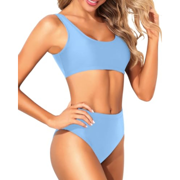 Tempt Me Light Blue Stylish Scoop Neck Bikini for Women