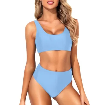 Tempt Me Light Blue Stylish Scoop Neck Bikini for Women
