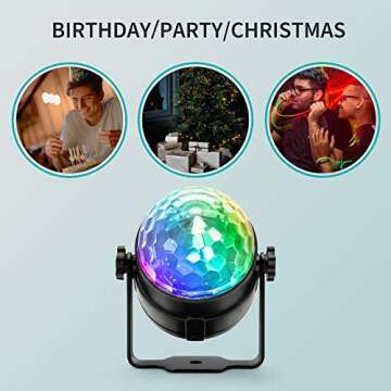 NEQUARE Party Light DJ Disco Ball Disco Light 7 Colors Sound Activated Stage Light with Remote Control for Karaoke, Festival Celebration Birthday Xmas Wedding Bar Club Party