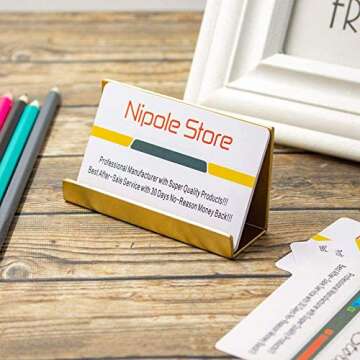Nipole High-end Brushed Gold Business Card Holder - Elegant Desk Display