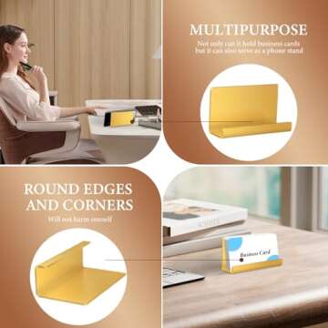 Nipole Stylish Brushed Gold Business Card Holder