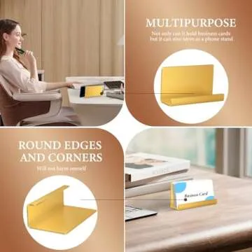 Nipole Stylish Brushed Gold Business Card Holder