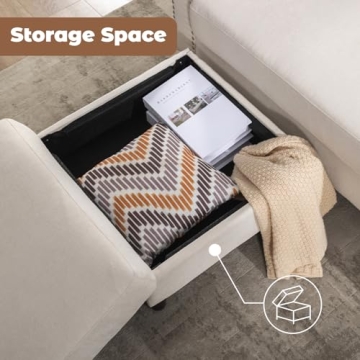 SIIEJIA L-Shaped Sectional Couch with Storage and Cup Holders