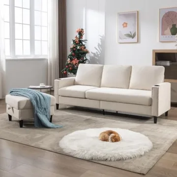 SIIEJIA L-Shaped Sectional Couch with Storage and Cup Holders