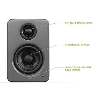 Kanto YU2MG Matte Grey PC Gaming Speakers | Compact Design & Crystal Clear Sound