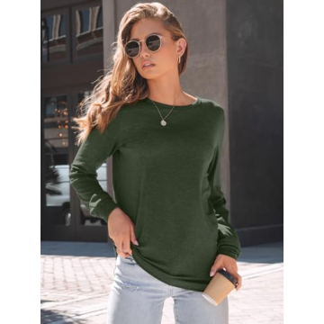 AUTOMET Women's Casual Long Sleeve Tee - Army Green