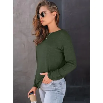AUTOMET Women's Casual Long Sleeve Tee - Army Green