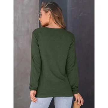 AUTOMET Women's Casual Long Sleeve Tee - Army Green