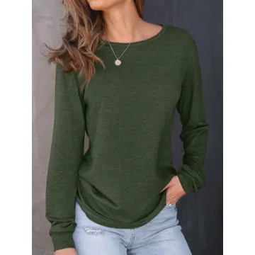 AUTOMET Women's Casual Long Sleeve Tee - Army Green