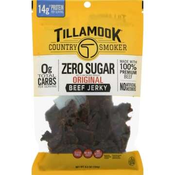 Tillamook Country Smoker Keto Friendly Zero Sugar Beef Jerky, Original - 6.5 Ounce