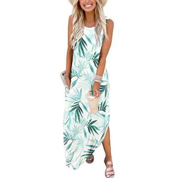 ANRABESS Women Casual Loose Sundress Sleeveless Split Maxi Long Beach Shirt Dress Travel Vacation 20...