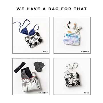 ALOHA Collection Max Pouch, Lightweight, Packable, & Splash-Proof - Durable, Washable, & Reusable Makeup Pouch for Cosmetics, Pool, Beach & Travel, Easy to Clean & Sustainable Material (14.5" x 11.5")