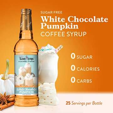 Jordan's Skinny Syrups Sugar Free Coffee Syrup, White Chocolate Pumpkin Flavor Drink Mix, Zero Calor...