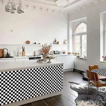 Qianglive Black and White Checkered Contact Paper