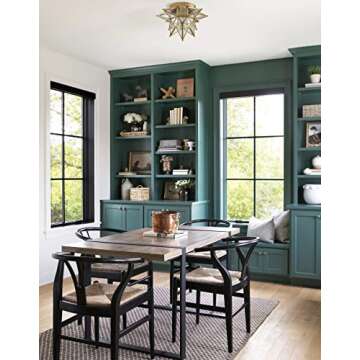 DAYCENT Brass Moravian Star Light Flush Mount Ceiling Lights Seeded Glass Shade Boho Moroccan Ceiling Lamp for Kitchen Foyer