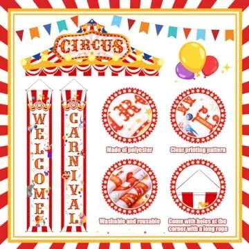 Blulu Carnival Circus Hanging Banner Set for Parties