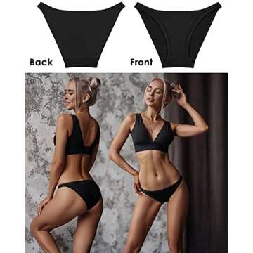 FINETOO 6 Pack String Underwear for Women Cotton High Cut Stretch Breathable Low Rise Hipster Cheeky...