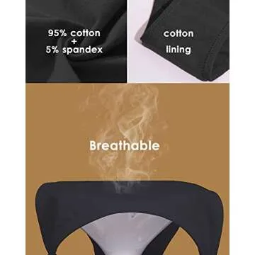 FINETOO 6 Pack String Underwear for Women Cotton High Cut Stretch Breathable Low Rise Hipster Cheeky Bikini Panties S-XL