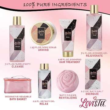 Bath & Body Spa Gift Basket for Women, Valentine's Day, Mother’s Day & Birthday, Black Vanilla Set...