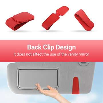 KanSmart Sunglass Holder for Car Visor Sunglasses Clip Magnetic Leather Glasses Eyeglass Holder Truck Car Interior Accessories Universal for Woman Man -Red